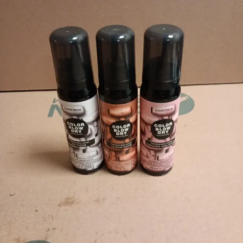 APPROXIMATELY 22 X ASSORTED MATRIX COLOR BLOW DRY HAIR CARE PRODUCTS TO INCLUDE ASH BLONDE, ROSE BLONDE ETC