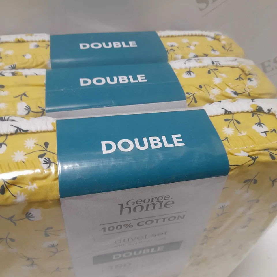 LOT OF 3 GEORGE LEMON/WHITE FLORAL SPRING DUVET SETS - DOUBLE