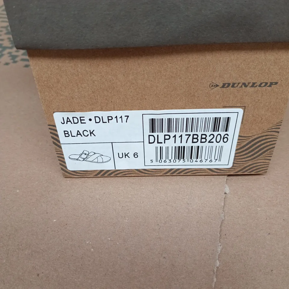 BOX OF 10 X DUNLOP JADE BLACK SIZE 6 SANDALS