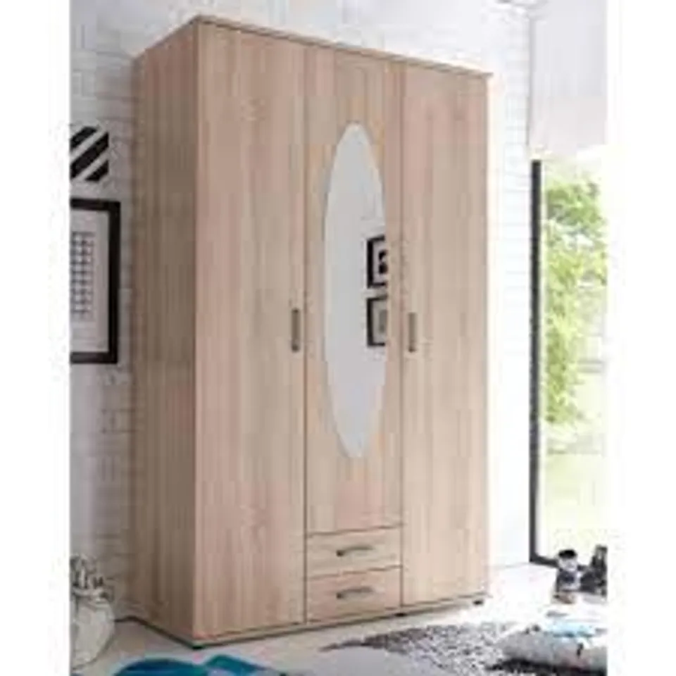 BOXED LEALMAN 3 DOOR MANUFACTURED WOODEN WARDROBE (2 OF 3 BOXES)