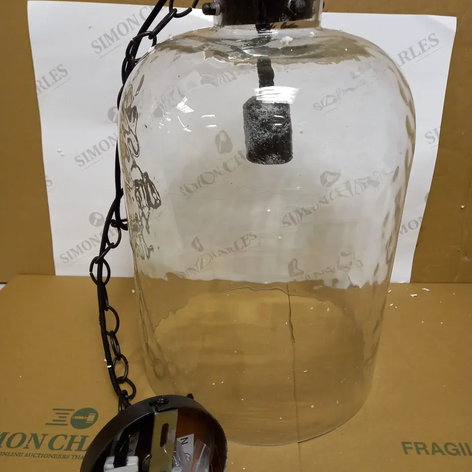 DAR LIGHTING TIGODA 1LT SINGLE PENDANT BRONZE AND GLASS LIGHT FIXTURE 