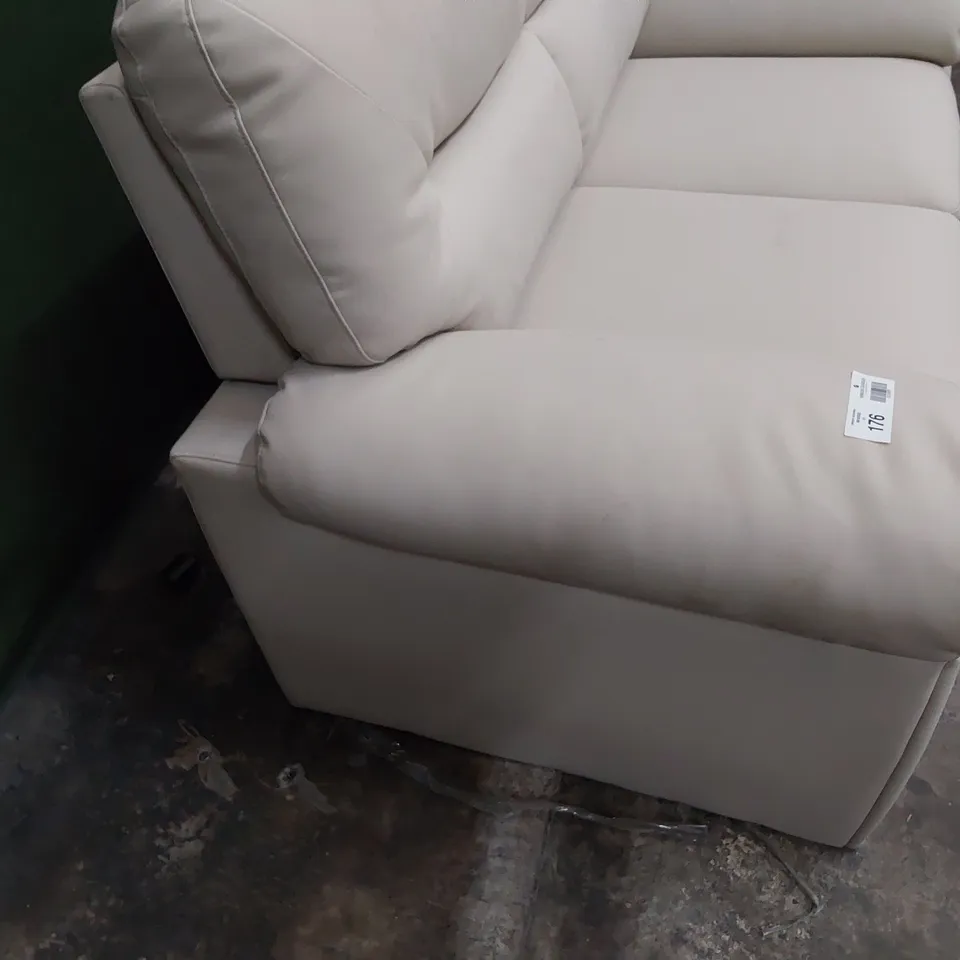 DESIGNER TWO SEATER SOFA CREAM LEATHER 