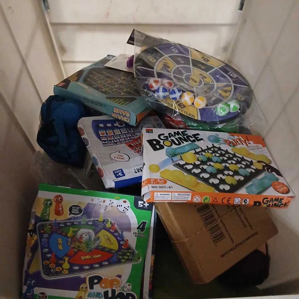 CAGE OF ASSORTED TOYS AND ACCESSORIES 