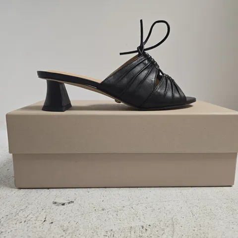 BOXED PAIR OF COLLECTION CHARLES & KEITH OPEN TOE LOW BLOCK HEEL MULES IN BLACK SIZE EU 36