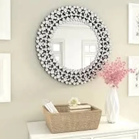 BOXED GLASS FRAME ROUND MIRROR
