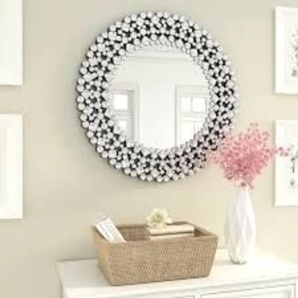 BOXED GLASS FRAME ROUND MIRROR