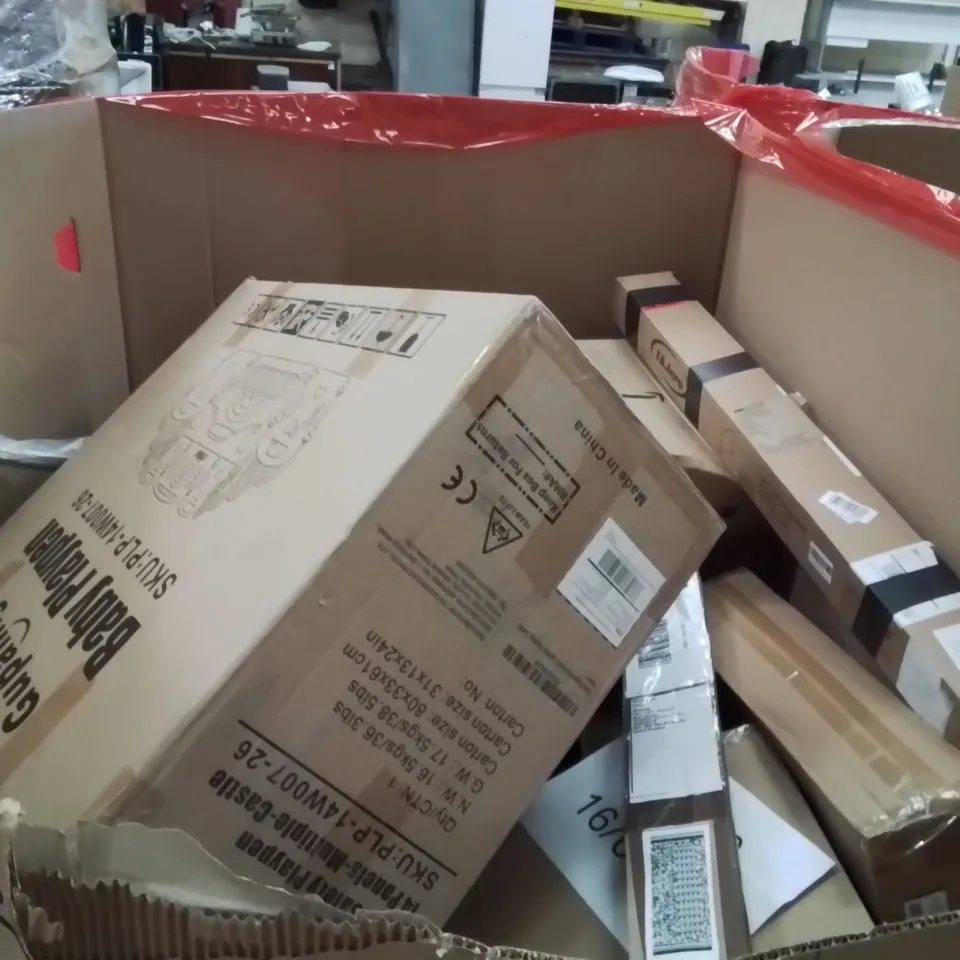 PALLET OF ASSORTED HOUSEHOLD GOODS AND PRODUCTS TO INCLUDE;KIDS SCOOTER,RETRACTABLE SAFETY GATE,BABY PLAYPEN
