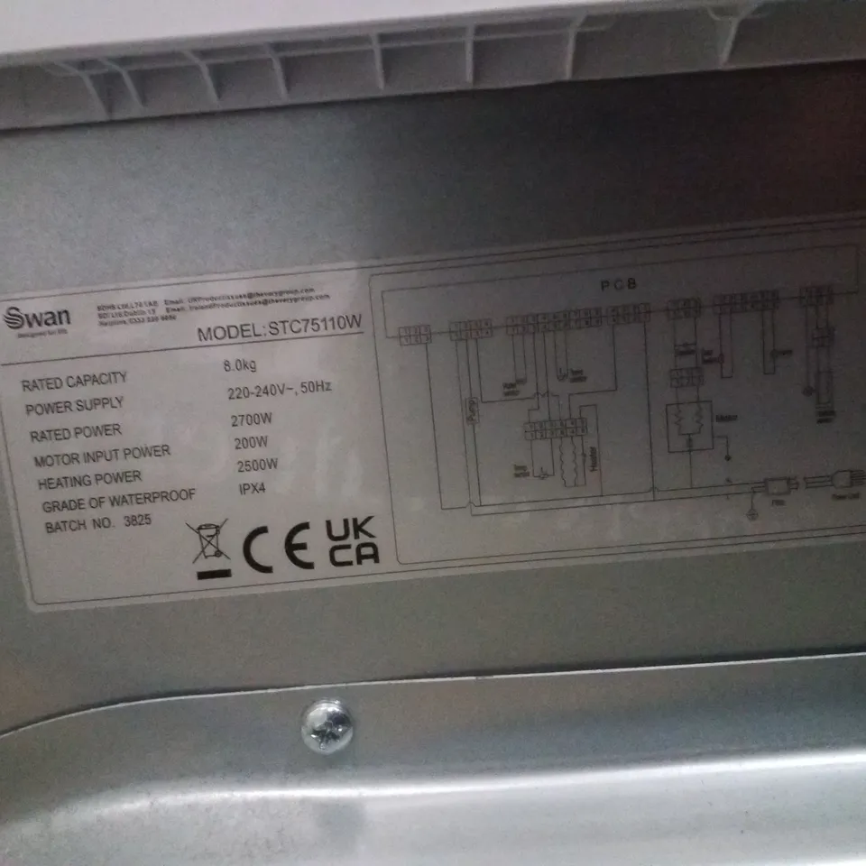 SWAN STC75110W 8KG LOAD CONDENSER TUMBLE DRYER