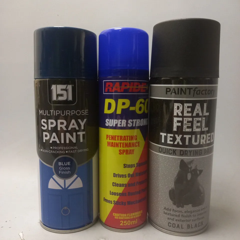 MEDIUM BOX OF ASSORTED AEROSOL CANS TO INCLUDE QUICK DRYING PAINT, SPRAY PAINT AND DP-60 - COLLECTION ONLY 