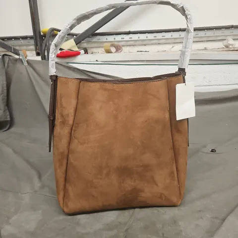 ZARA BROWN SUEDE HANDBAG WITH TOP HANDLES