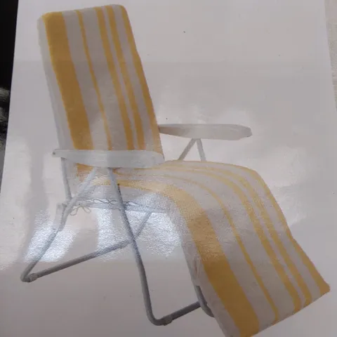 BRAND NEW BAGGED SET OF 2 MULTI-POSITION GARDEN RELAXER CHAIRS - YELLOW STRIPE