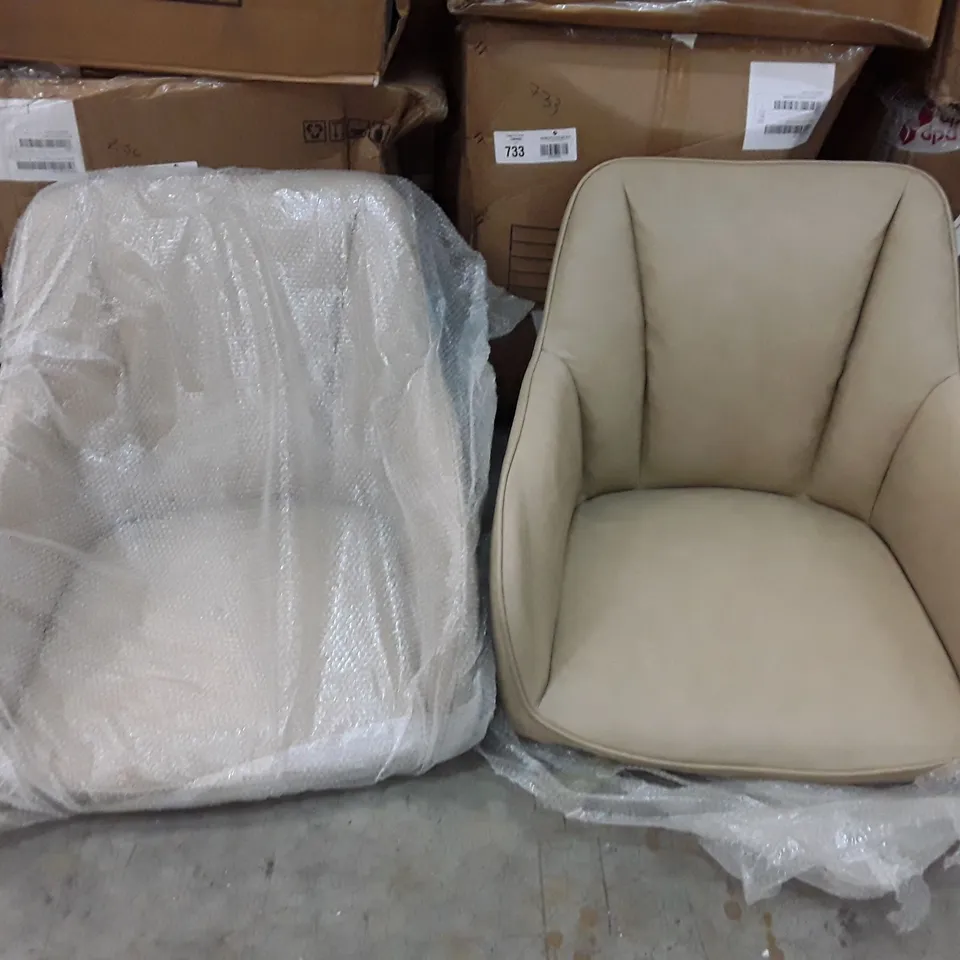 BOXED PAIR CREAM DINING CHAIRS 