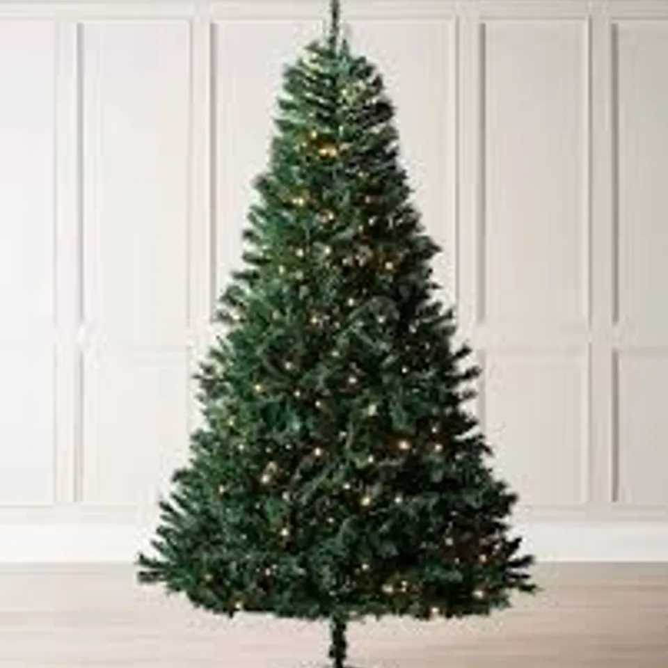 BOXED 6FT GREEN LIGHTED ARTIFICIAL PINE CHRISTMAS TREE WITH STAND (1 BOX)