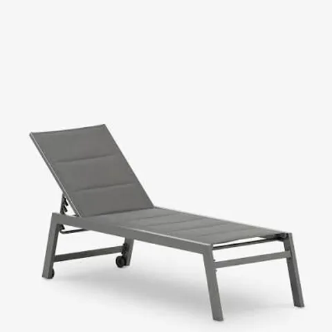 ALUMINIUM FOLDABLE TEXTILENE LOUNGER WITH WHEELS - GRAPHITE - COLLECTION ONLY