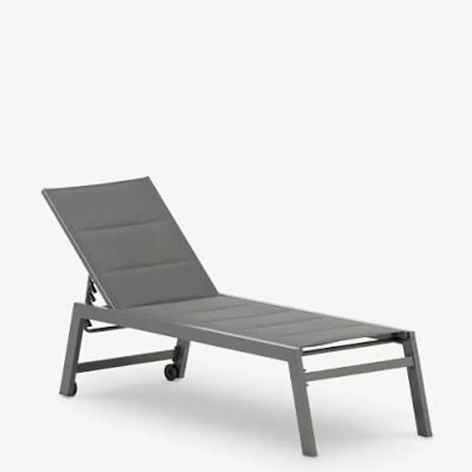 ALUMINIUM FOLDABLE TEXTILENE LOUNGER WITH WHEELS - GRAPHITE - COLLECTION ONLY