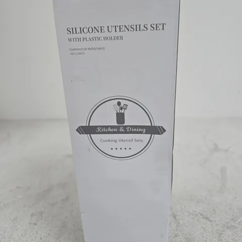 SILICONE UTENSILS SET WITH PLASTIC HOLDER – KITCHEN & DINING
