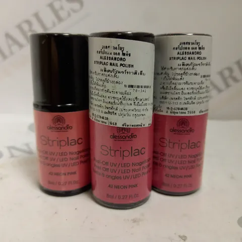BOX OF APPROX 25 X 8ML ALESSANDRO STRIPLAC PEEL-OFF UV LED NAIL POLISH #42 NEON PINK 