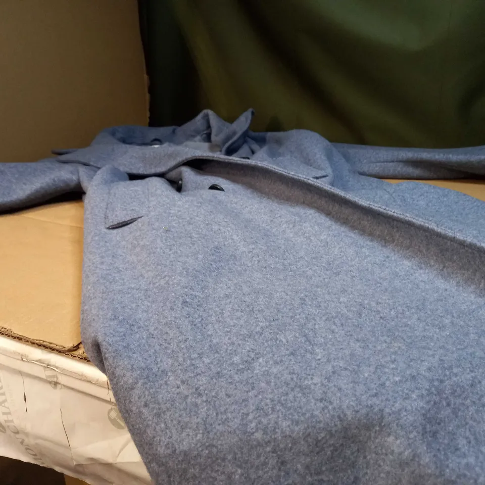 ZARA BLUE MARL WOOLEN STYLE OVER COAT - LARGE