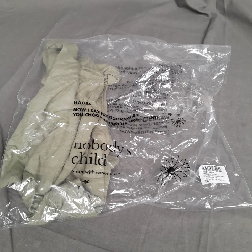 SEALED NOBODYS CHILD JERSEY GREEN TWIST BARDOT TOP - UK 16