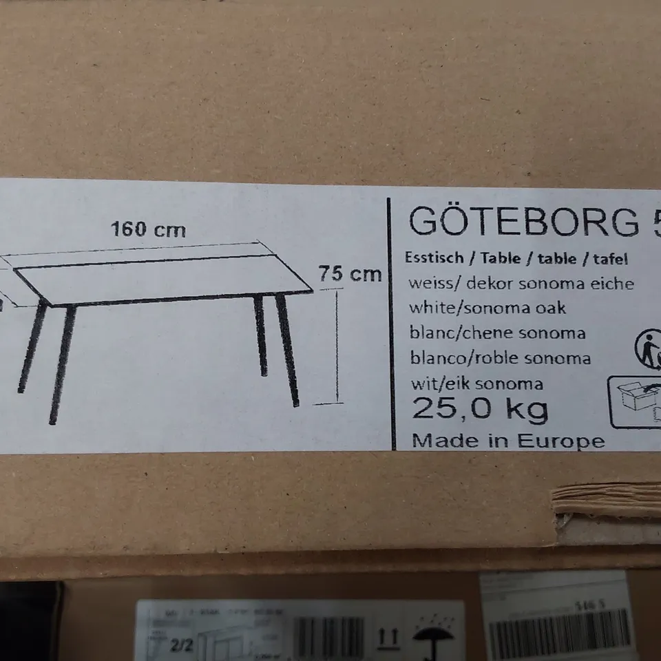 BOXED GOTEBORG 50 DINING TABLE WHITE/SONOMA OAK 160 × 90 × 75cm