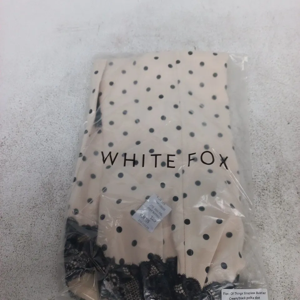 WHITE FOX FLOW OF THINGS STRAPLESS BUSTIER – CREAM/BLACK POLKA DOT SIZE L