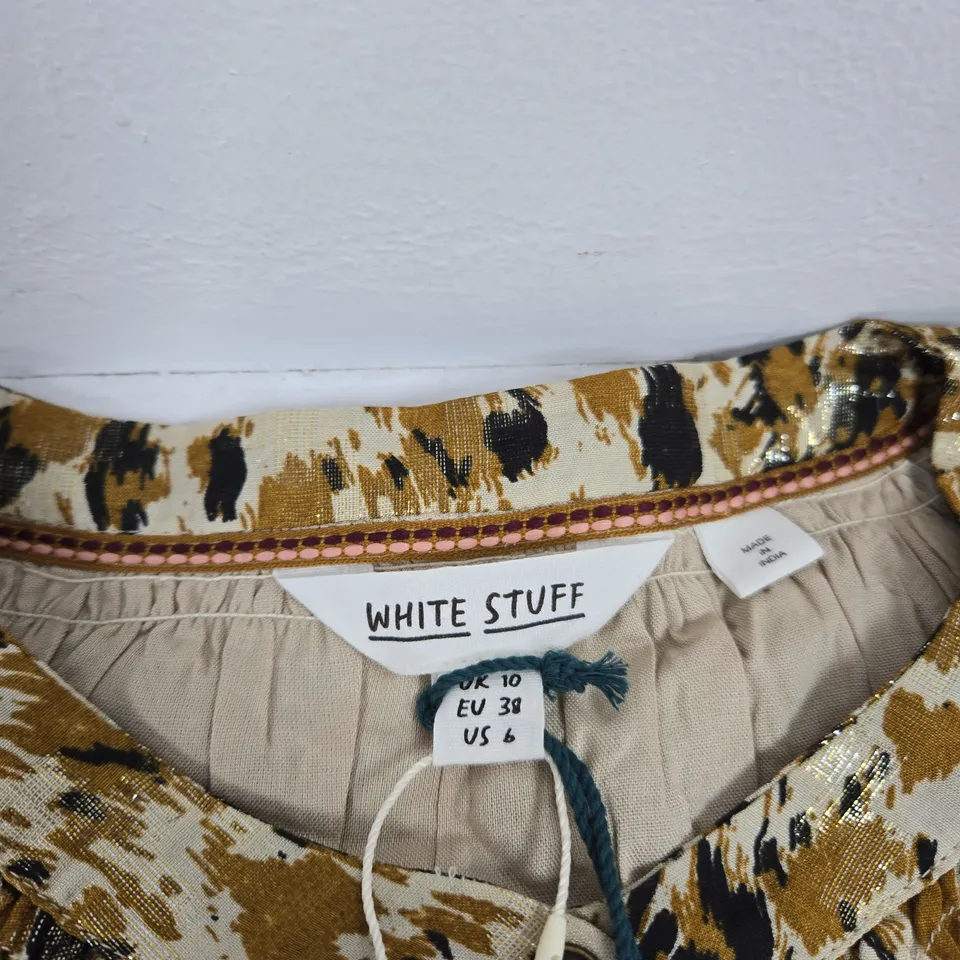 WHITE STUFF LEOPARD PRINT LONG-SLEEVE TOP – UK 10 (EU 39, US 6)