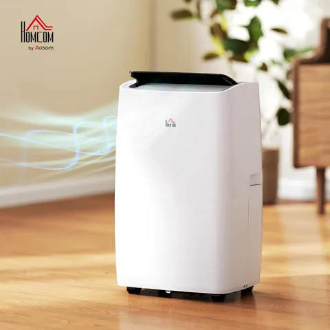 BOXED HOMCOM PORTABLE AIR CONDITIONER 14000 BTU, 4-IN-1 AIR CONDITIONING UNIT, DEHUMIDIFIER, COOLING, FAN, SLEEP MODE WITH 2 SPEEDS, REMOTE, LED DISPLAY, 24H TIMER, WINDOW KIT, CHILD LOCK, 40M², CREAM