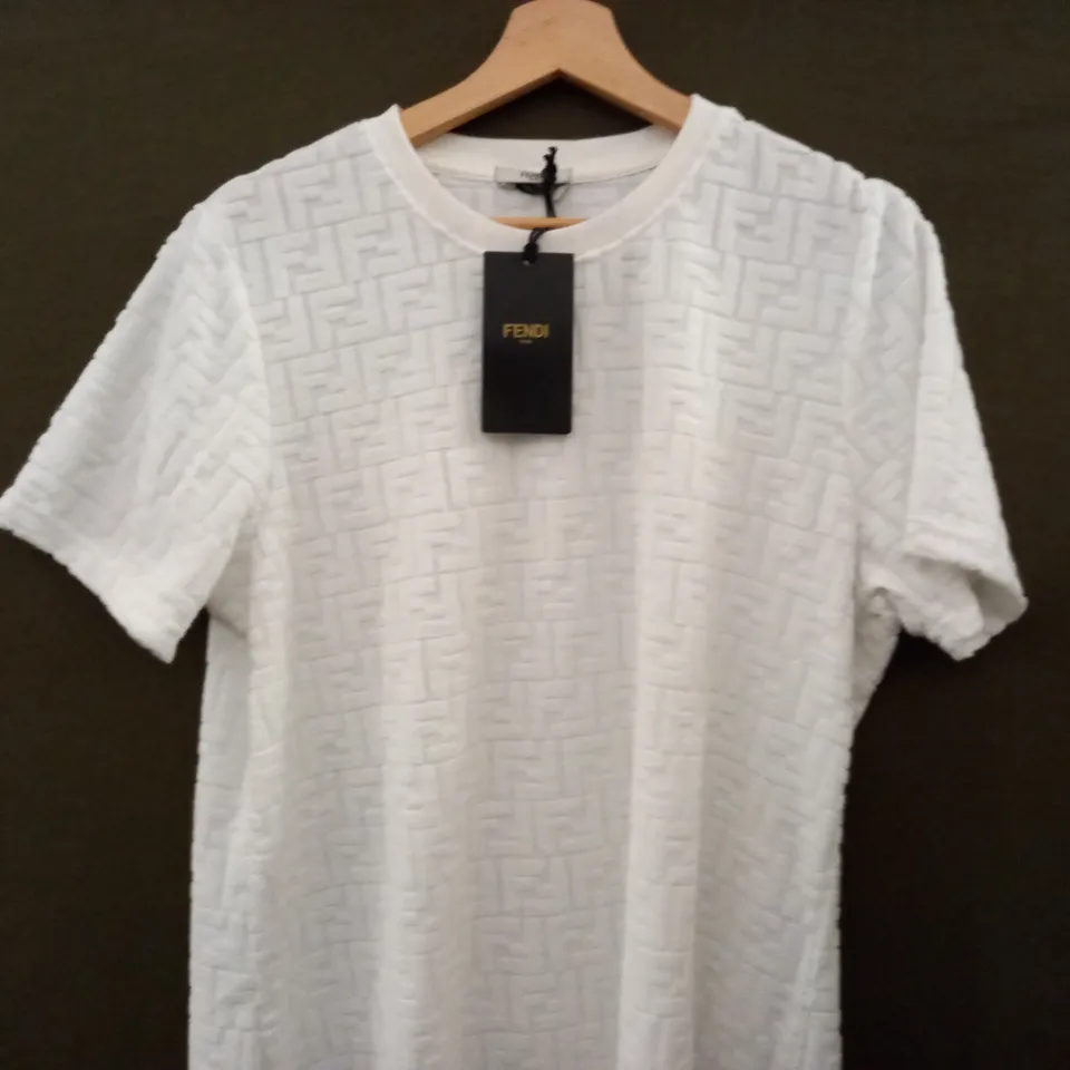 FENDI ROMA VISCOSE DRESS IN WHITE - XXL