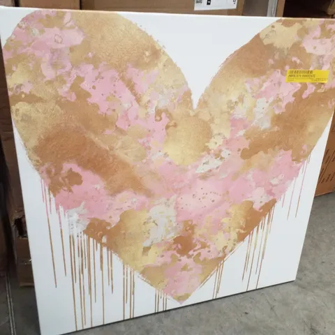 BIG HEARTED PINK AND GOLD BY LINDSAY RODGERS - WRAPPED CANVAS PRINT