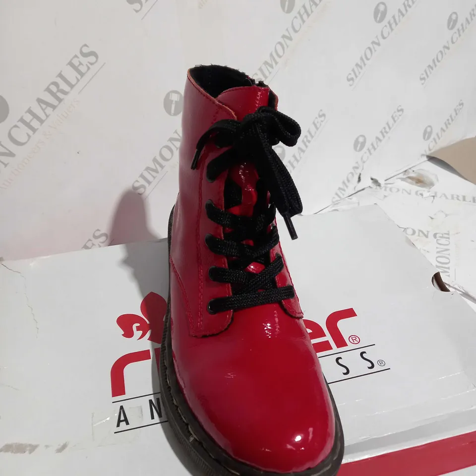 RIEKER LACE ANKLE BOOTS IN RED SIZE 6