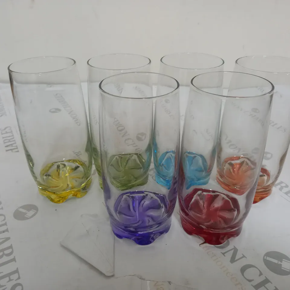 BOXED LAV 6 CORAL GLASSES IN VAROUS COLOURS