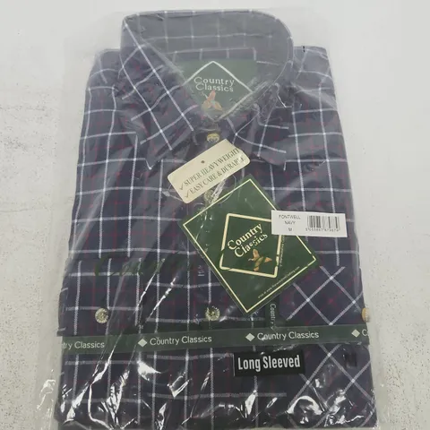 COUNTRY CLASSICS NAVY CHECK LONG-SLEEVED SHIRT β SIZE M