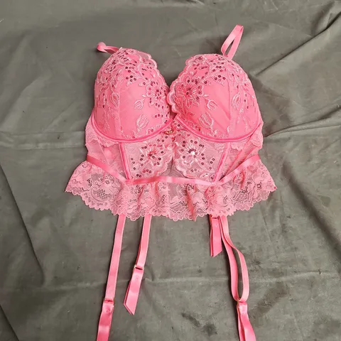 ANN SUMMERS ICON PADDED BASQUE BRA IN PINK SIZE 12 D-DD