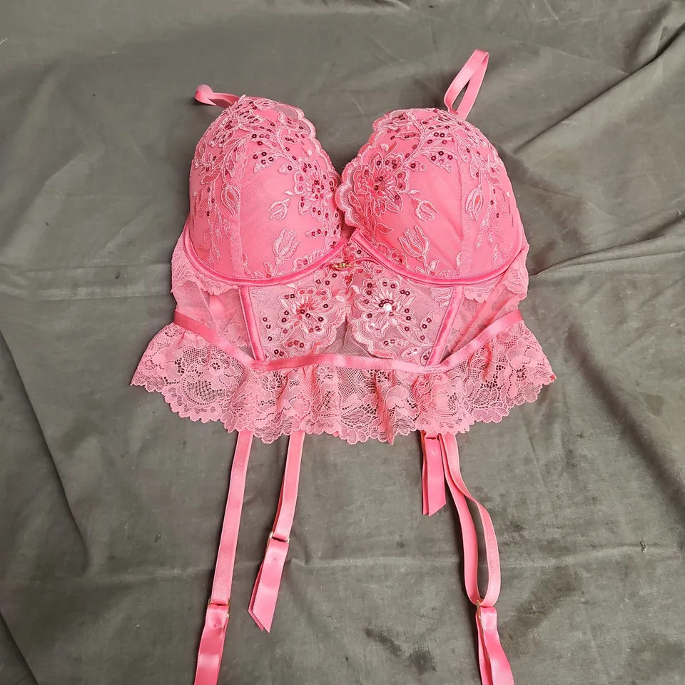ANN SUMMERS ICON PADDED BASQUE BRA IN PINK SIZE 12 D-DD
