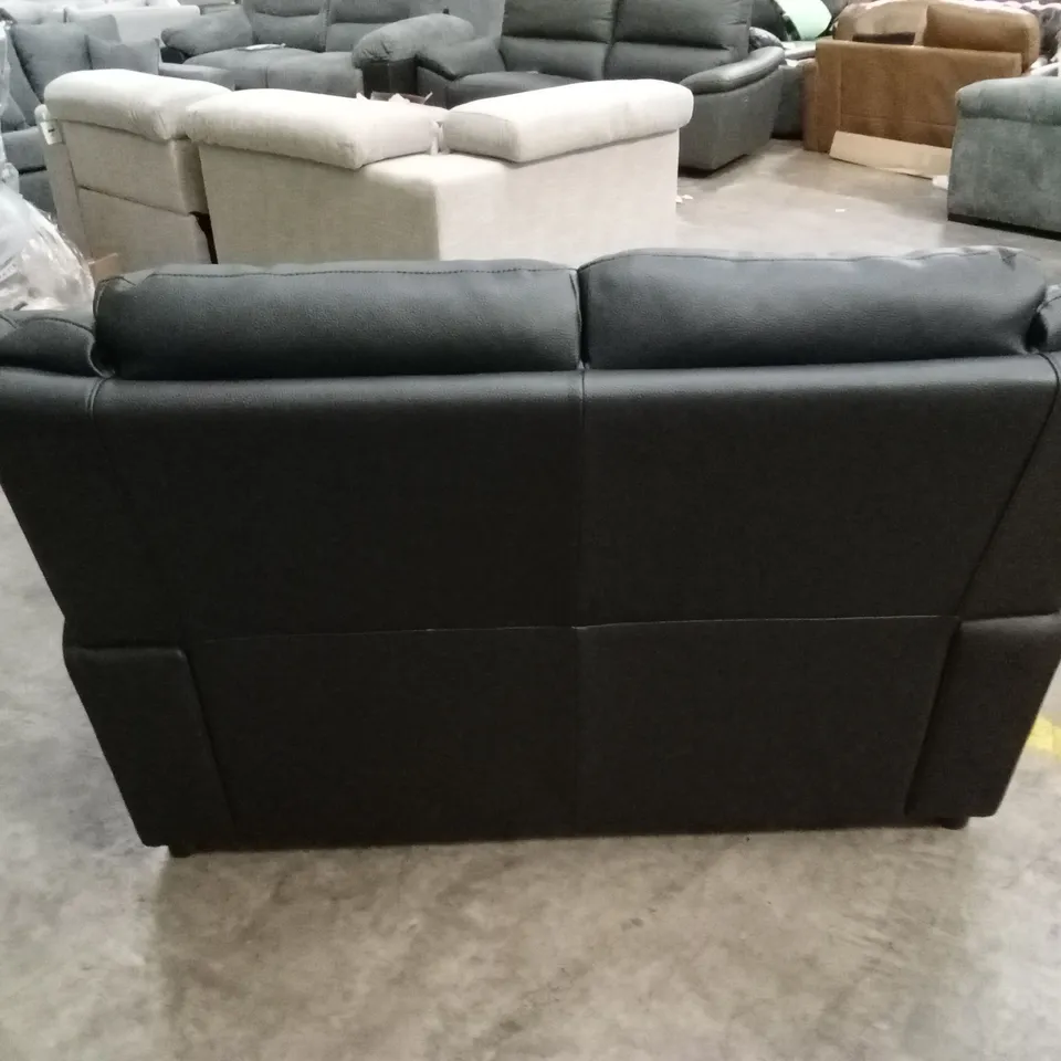 ALBION LUXURY FAUX LEATHER HIGH BACK 2 SEATER SOFA - BLACK RRP £519