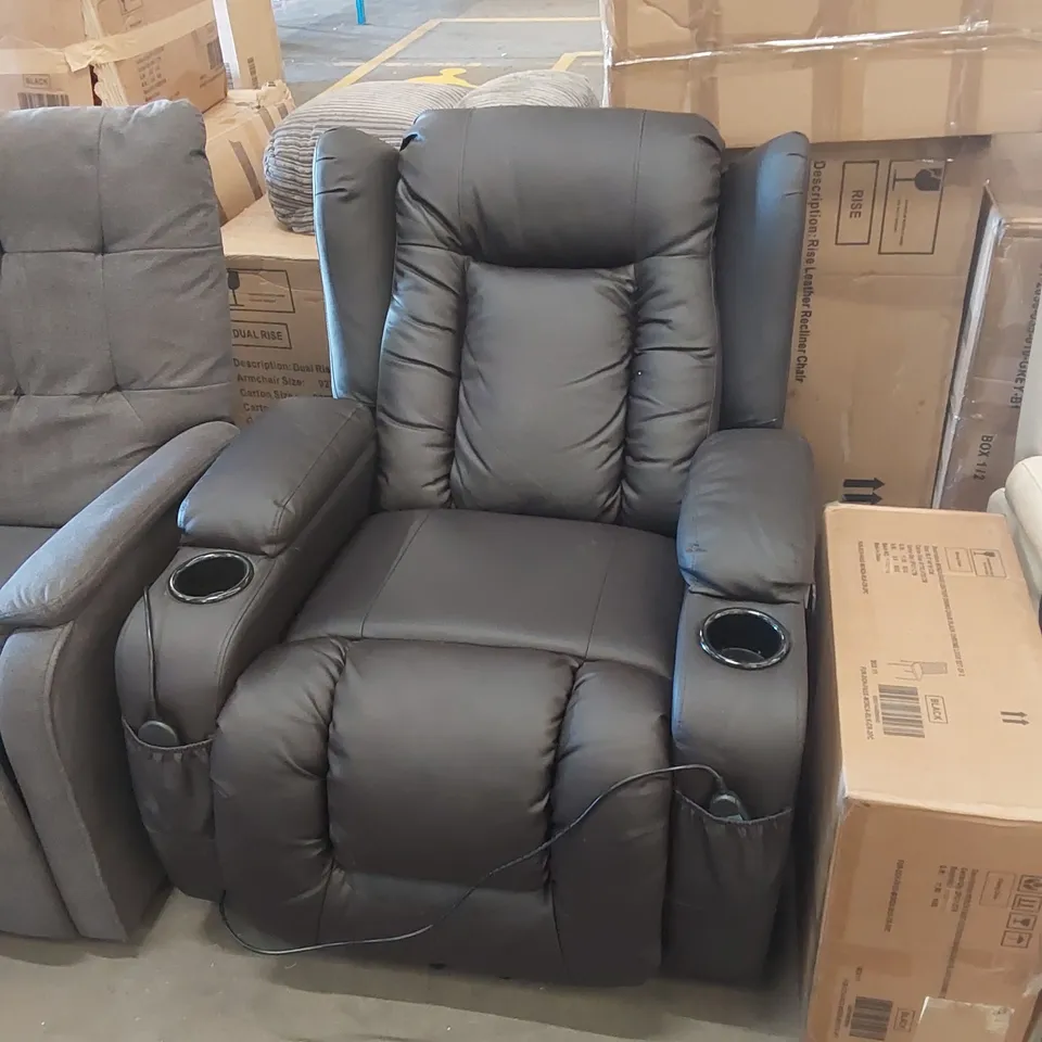 DESIGNER FAUX LEATHER UPHOLSTERED POWER RECLINER EASY CHAIR 