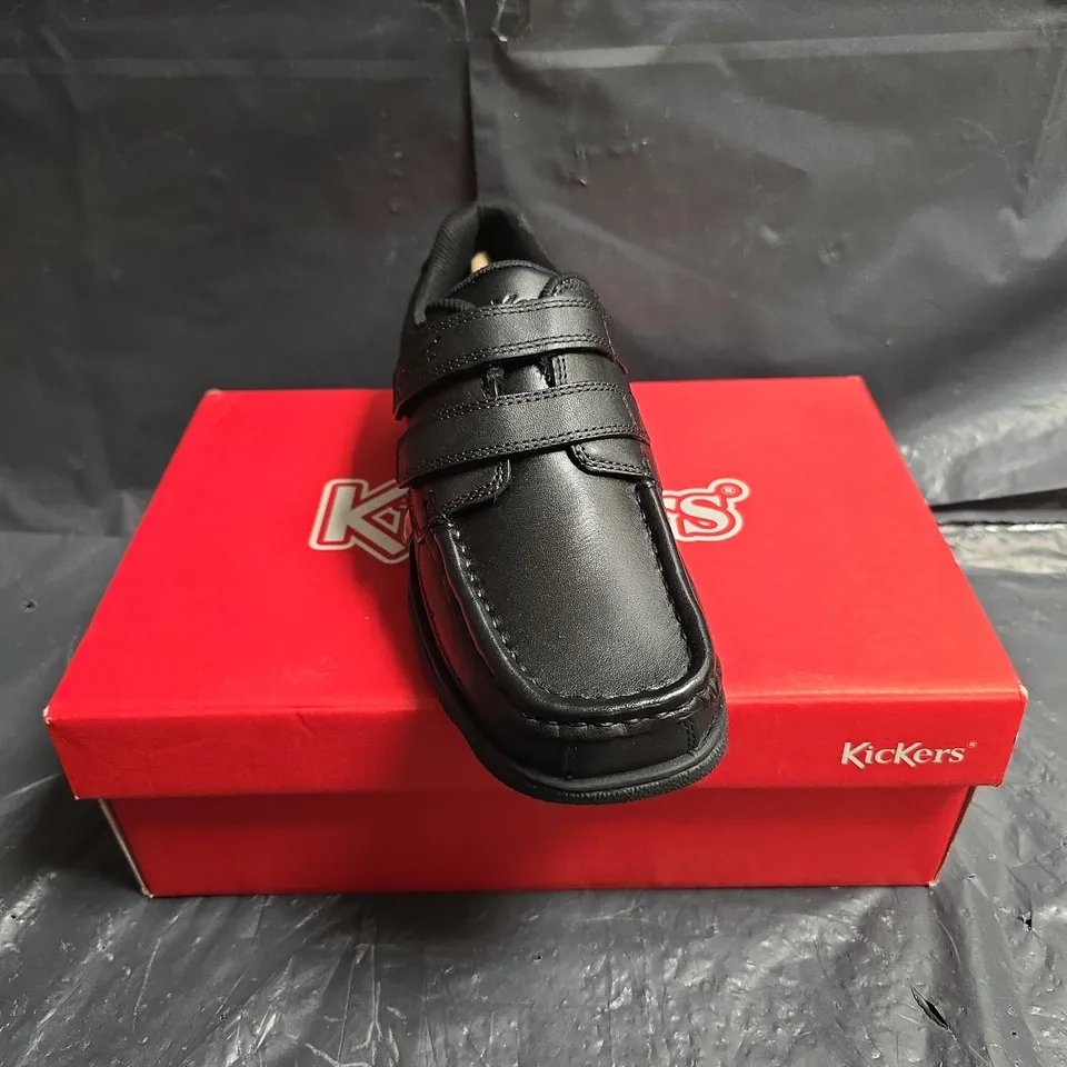 KICKERS BLACK LEATHER VELCRO KIDS SHOES – UK 3.5 (EU 36)