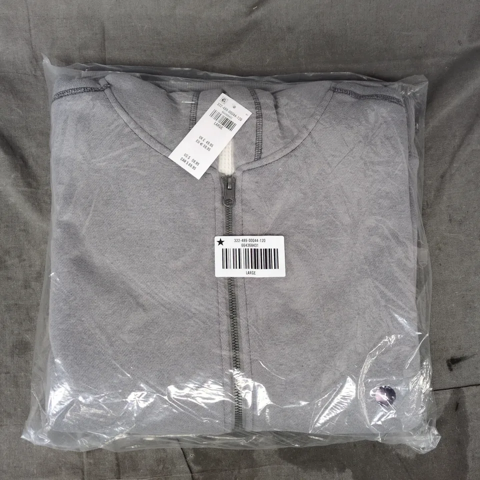 bagged hollister thermal lined zip-up hoodie in grey size large
