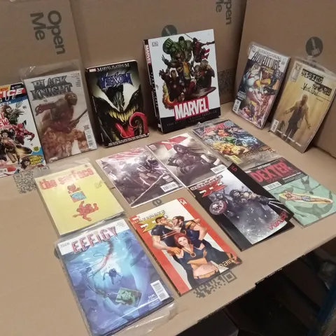 BOX TO CONTAIN A LARGE ASSORTMENT OF COMIC BOOKS AND SIMILAR RELATED READING MATERIAL