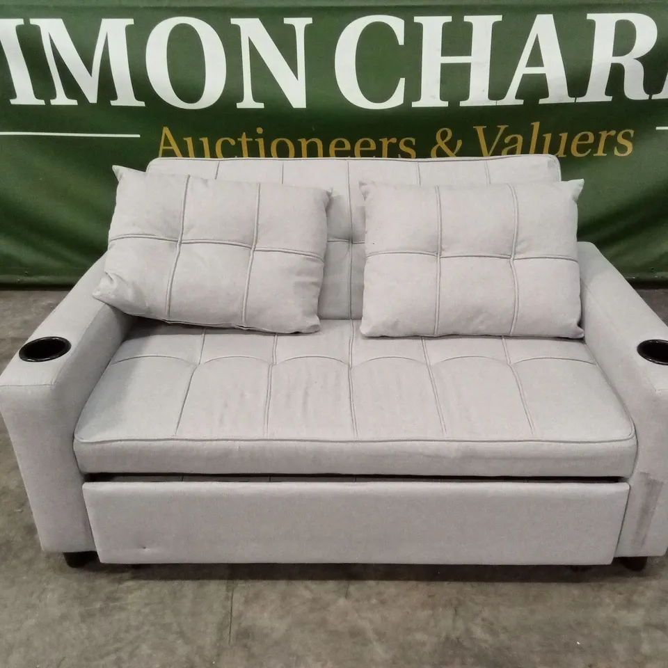 HUDSON 2 SEATER FABRIC UPHOLSTERED PULL-OUT SOFA BED