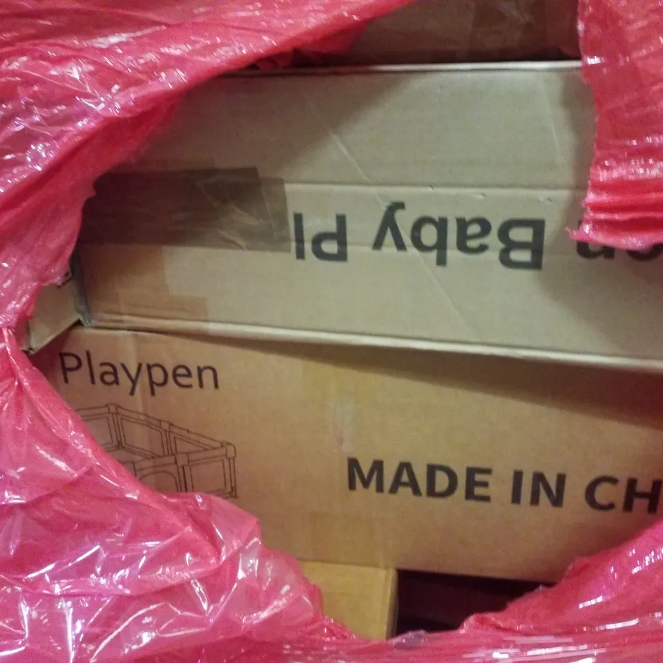 PALLET CONTAINING ASSORTED PRODUCTS INCLUDING PLAYPENS & CAR BOOSTER SEAT