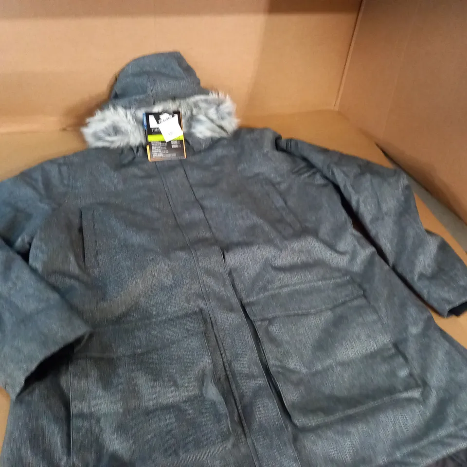 TRESPASS THUNDERY WOMENS PARKA IN BLACK/SILVER - 3XL