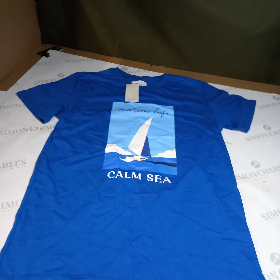 RESERVED CALM SEA BLUE T-SHIRT SIZE L 