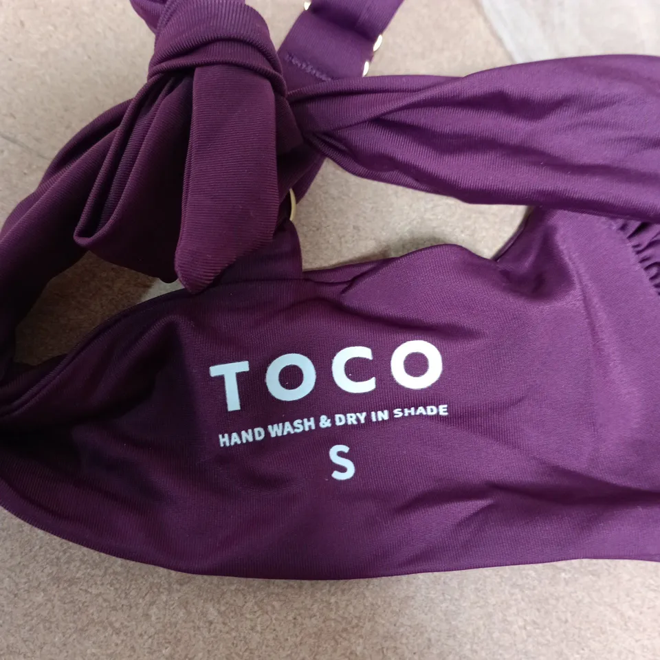 TOCO PARIA TOP – PLUM, WOMEN'S SIZE S, GOLD RING FRONT DETAIL
