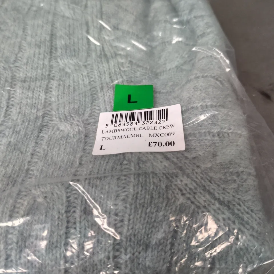 BAGGED CREW CLOTHING COMPANY LAMBSWOOL CABLE CREW LARGE JUMPER 