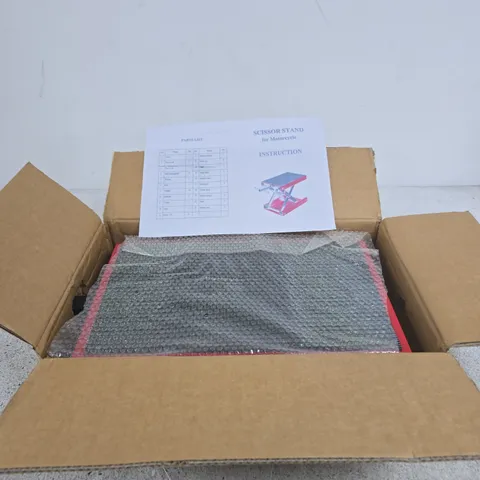 SCISSOR STAND FOR MOTORCYCLE – BOXED WITH INSTRUCTION SHEET