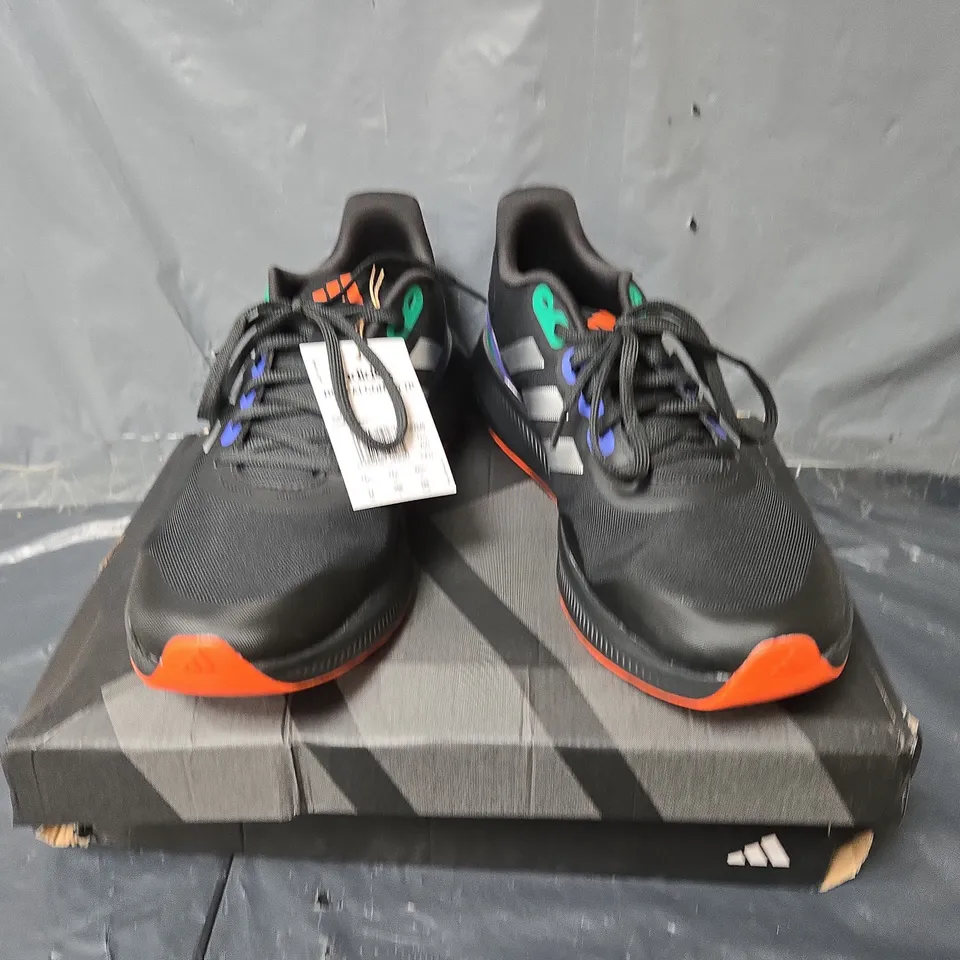 BOXED PAIR OF ADIDAS RUNFALCON 3.0 TRAINERS IN BACK MULTI - UK 11.5