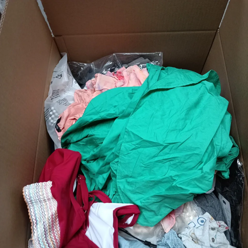 BOX OF APPROXIMATELY 28 ASSORTED CLOTHING ITEMS TO INCLUDE ASOS, BRAVISSIMO ETC