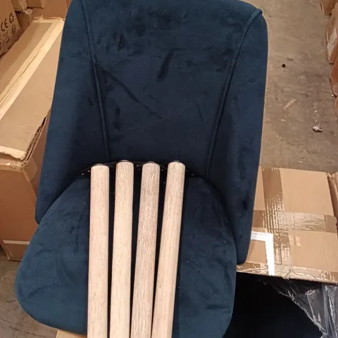 BOXED VELVET DINING CHAIR (SET OF 2) - DARK TEAL BLUE (1 BOX)