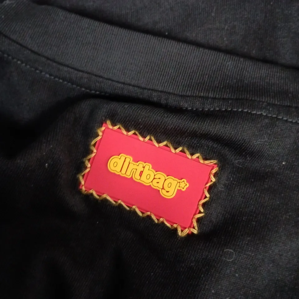 DIRTBAG BLACK T-SHIRT WITH COLOURFUL SOLE PRINT – SIZE L